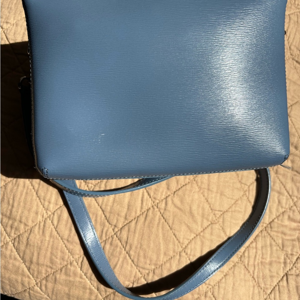 DKNY Handbag Vinyl Slate blue crossbody style. GUC - Picture 3 of 9